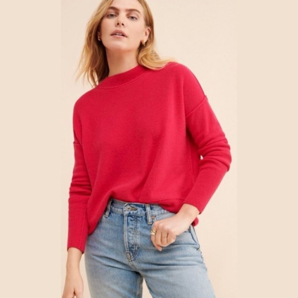 Free People Red 100% Cashmere Ribbed Sweater Size Small 23347